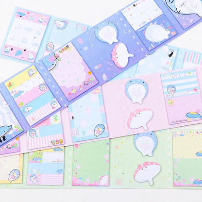Kawaii Whale Memo Pad 🐋✨ - Adorable Folding Sticky Notes for School & Office Fun! 📚💖
