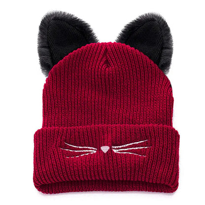 Whimsical Cat Ear Beanie For Women Warm Winter Hat Cute Accessory 🐱❄️