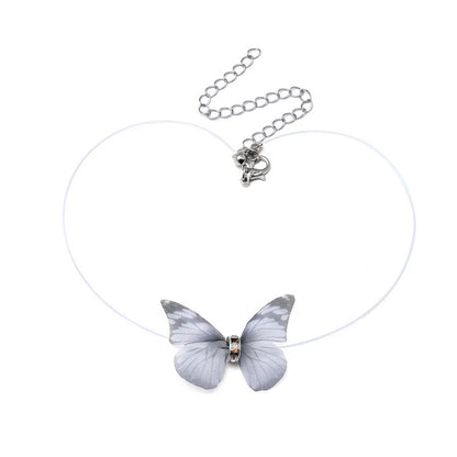 Kawaii Butterfly Crystal Choker 🌈✨ - Colorful Yarn Necklace for Girls & Women 🎀💖 - Perfect Gift for Parties!