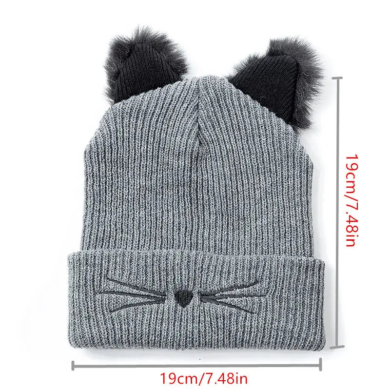 Whimsical Cat Ear Beanie For Women Warm Winter Hat Cute Accessory 🐱❄️