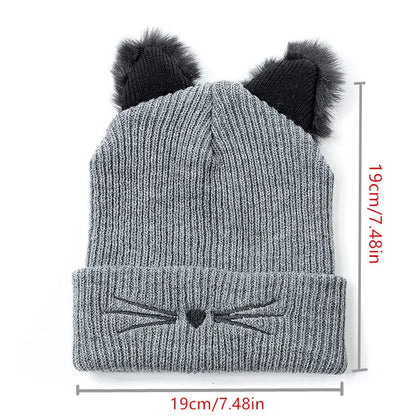 Whimsical Cat Ear Beanie For Women Warm Winter Hat Cute Accessory 🐱❄️