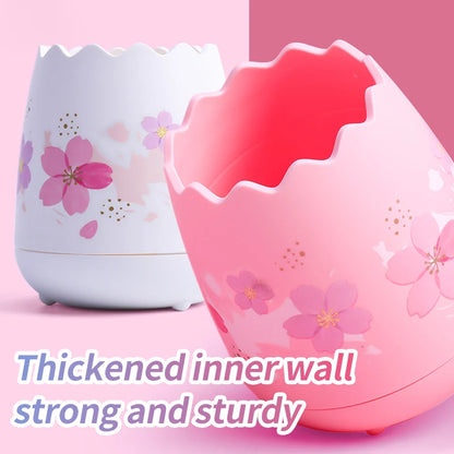 Kawaii Cherry Blossom Egg Pen Holder 🌸✨ | Cute Pink Storage Pencil Case for School & Office Supplies 🖊️🎀