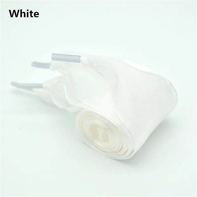 Wide 4cm Transparent Chiffon Silk Flat Shoelaces With Big Bow 👟🎀