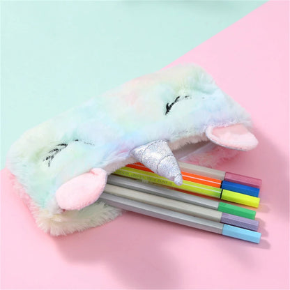 Kawaii Plush Unicorn Pencil Case 🦄✨ | Cute School Supplies & Stationery Storage Bag 🎒✏️