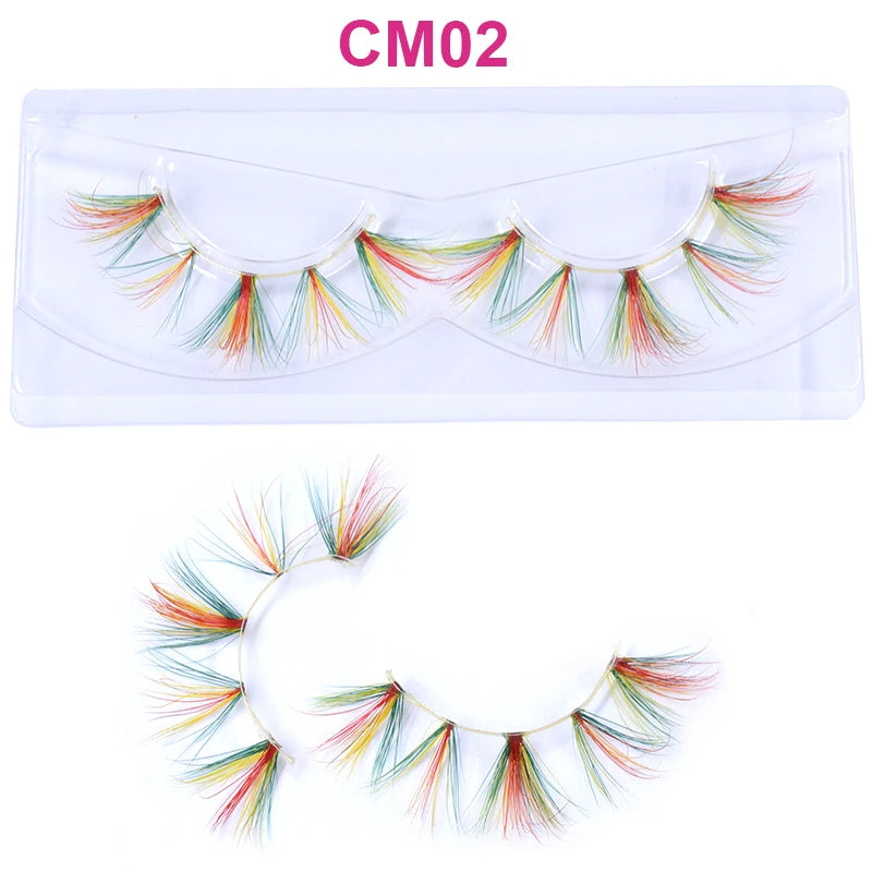 Kawaii Rainbow Mink Lashes 🌈 | 3D/5D Colorful Faux Eyelashes for Cosplay & Halloween 🎉