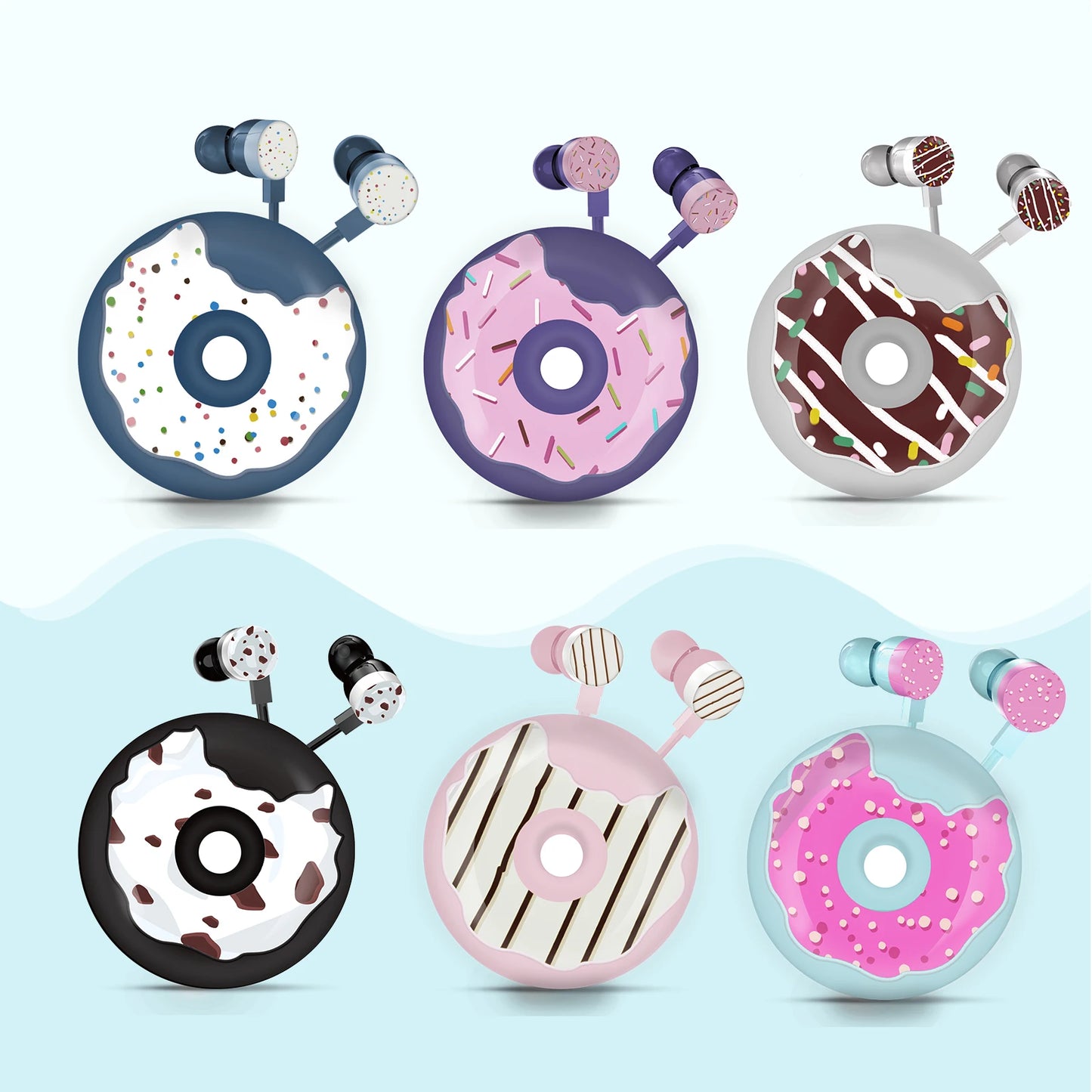 Kawaii Donut Earbuds 🍩✨ - Adorable Wired Headphones with Microphone & Cute Case for Kids 🎧🐾