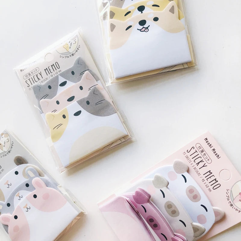 🐧✨ Adorable Animal Sticky Notes Set - 45 Sheets of Fun Penguin, Pig, Bear, & Cat Memo Pads for Students! 🎉📚