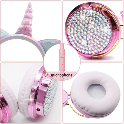 Kawaii Unicorn Pink Headphones 🎀🎶 | Adorable Wired Headset for Girls & Teens with Microphone | Perfect Gift for School & Celebrations! 🌈✨