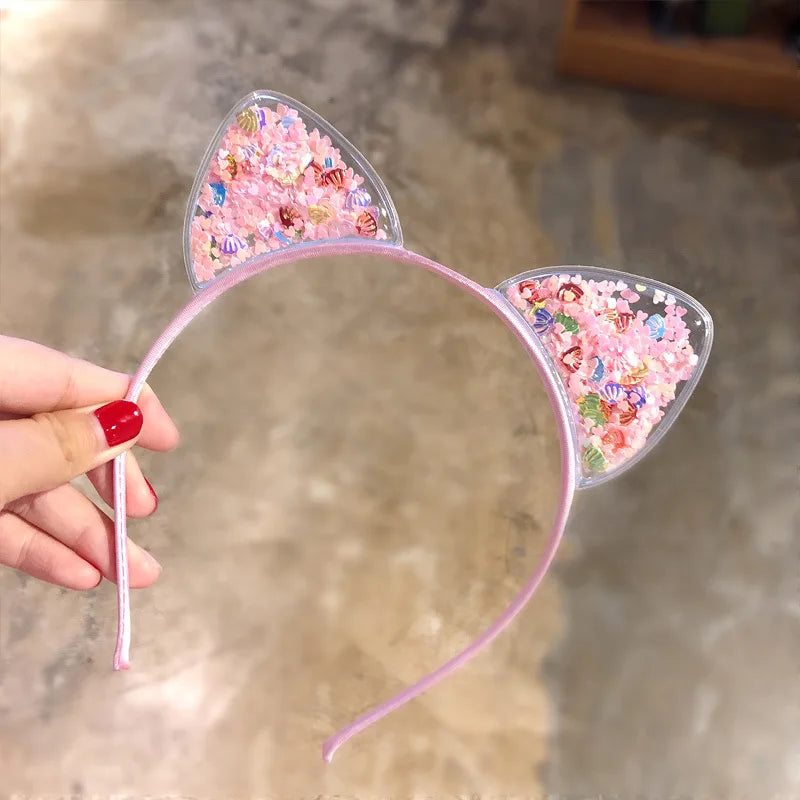 Kawaii Sparkling Cat Ears Hairband 🎀✨ - Adorable Sequin Headband for Girls | Cute Princess Hair Accessories 🐱💖