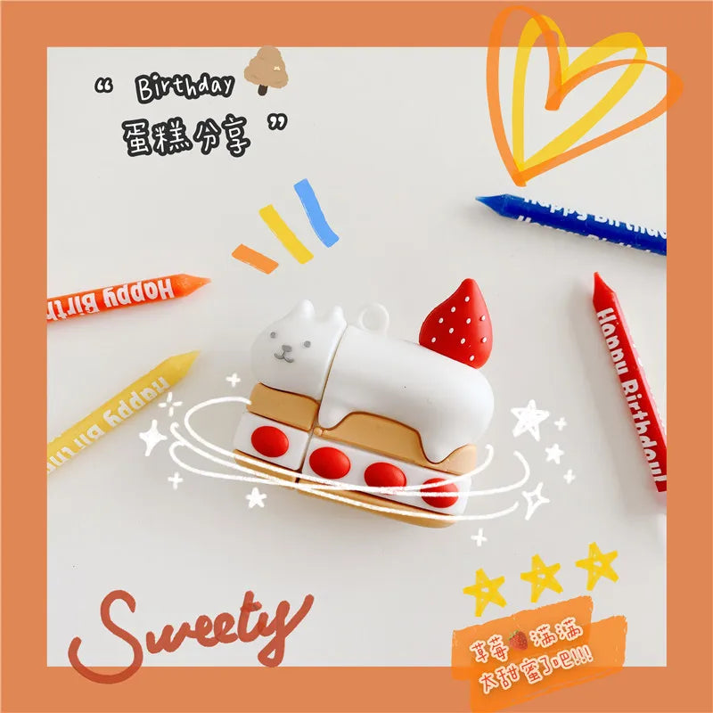 Kawaii 3D Cat Ear AirPods Case 🐱✨ Cute Silicone Cover for AirPods 1, 2 & Pro 🎧
