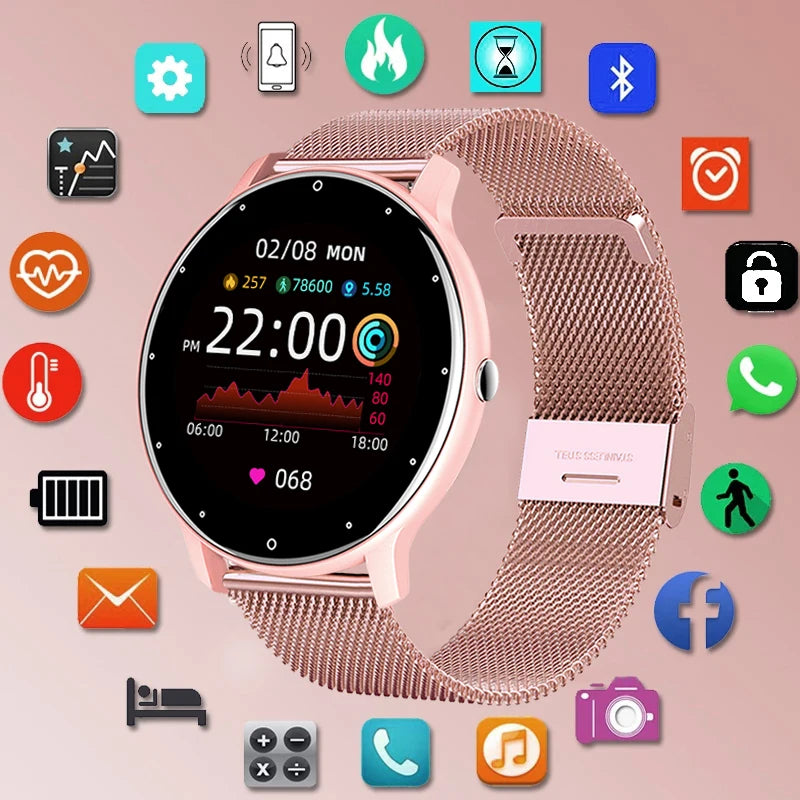 Kawaii Fitness Charm: Stylish Full Touch Screen Smart Watch for Ladies 🌸✨