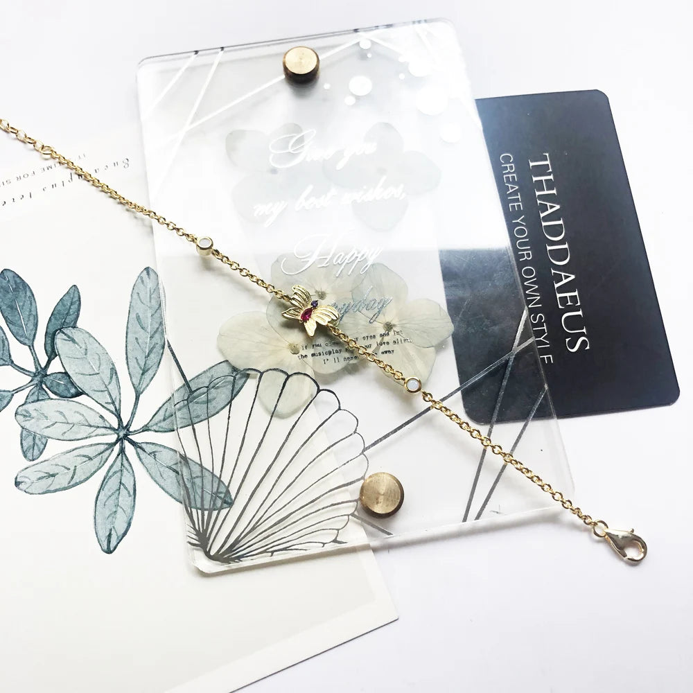 Kawaii Gracile Butterfly Bracelet 🌸✨ | Gold Link Chain 925 Sterling Silver 🦋 | Charming Fashion Jewelry Gift for Women 💖
