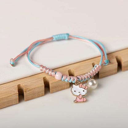 Cute Metal Drip Glaze Pendant Hand-Wowen Gift Bracelets Bangles For Women Girl Children Wholesale #MZ101
