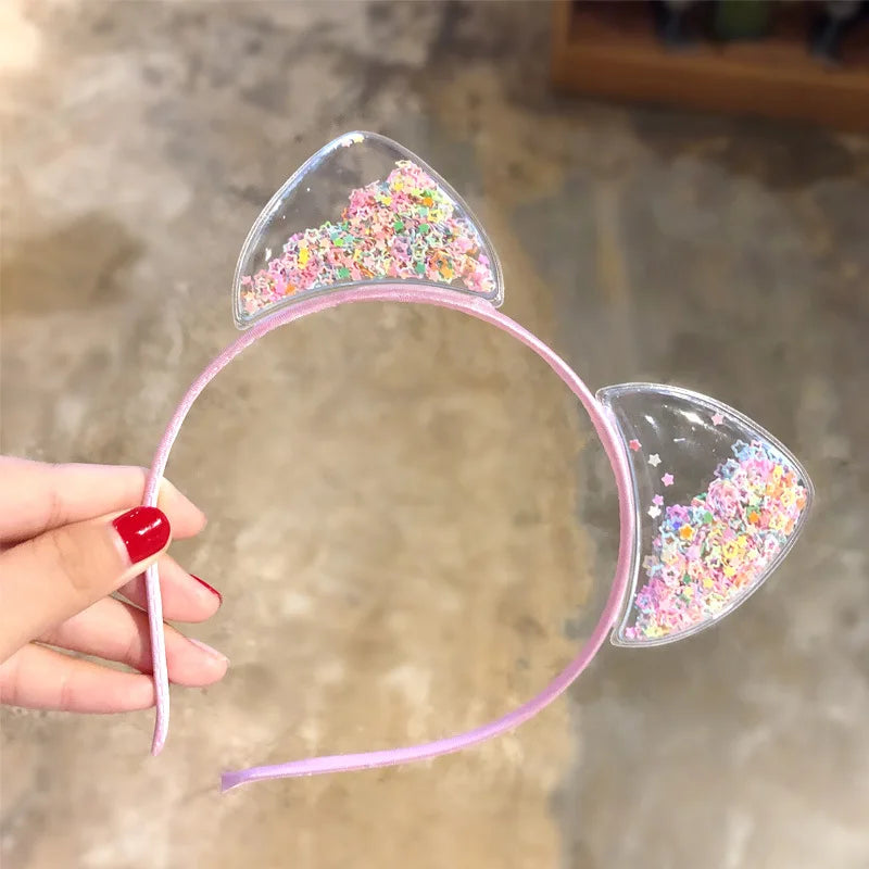 Kawaii Sparkling Cat Ears Hairband 🎀✨ - Adorable Sequin Headband for Girls | Cute Princess Hair Accessories 🐱💖