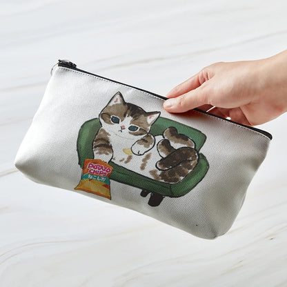Adorable Kawaii Cat Makeup Bag 🐾✨ - Cute Canvas Cosmetic Organizer for Travel & Toiletries! 👜🌈