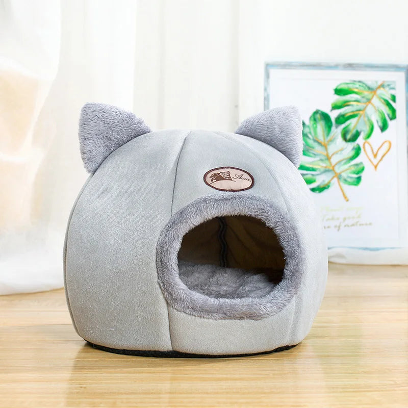 Kawaii Cozy Winter Cat Cave 🐾🌙 | Soft Cotton Pet Bed for Cats & Small Dogs 🏡✨