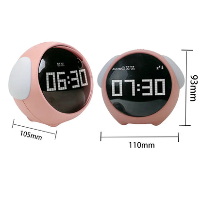 Kawaii LED Night Light Alarm Clock 🌙✨ - Adorable Voice-Controlled Timekeeper with Thermometer & Snooze Function for Kids! 🕒💖