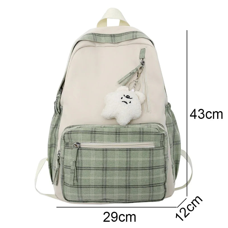 Kawaii Plaid Dream Backpack 🎒✨ | Cute Girl's Travel & School Bag for Stylish Adventures! 🌈💖