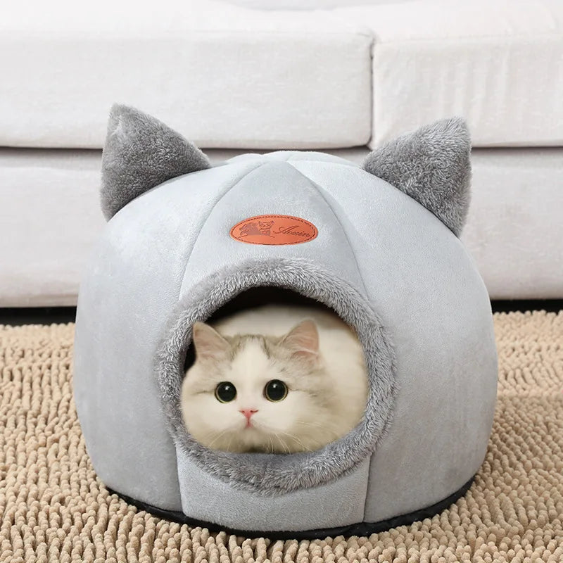 Kawaii Cozy Winter Cat Cave 🐾🌙 | Soft Cotton Pet Bed for Cats & Small Dogs 🏡✨
