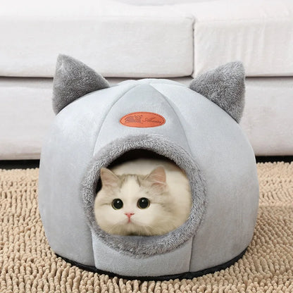 Kawaii Cozy Winter Cat Cave 🐾🌙 | Soft Cotton Pet Bed for Cats & Small Dogs 🏡✨