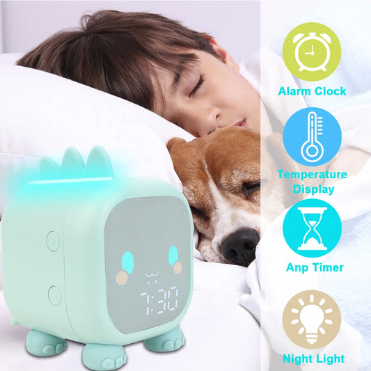 🌟 Adorable Dinosaur Kids Alarm Clock 🦖 | LED Night Light & Sleep Trainer with Temperature Display 🌈 | Perfect for Sweet Dreams! 💖