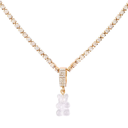 ✨Whimsical Gummy Bear Crystal Choker Necklace 🍬💖 - Adorable Multi-layered Clavicle Chain for Trendy Women!