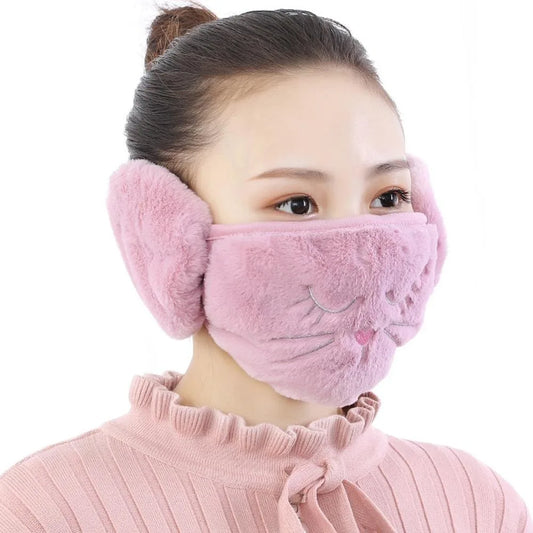 Cute Cat 2-in-1 Earmuff & Mask 🐱❄️ Cozy Cartoon Warmth for Winter Adventures!