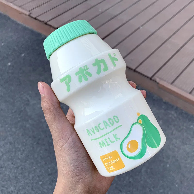 🍉 Cute & Colorful 480ml Frosted Fruit Water Bottle - Adorable Milk Carton Design for Kids! 🍑