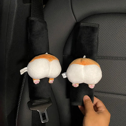 Adorable Kawaii Plush Animal Seat Belt Covers 🐻💖 - 2pcs Soft Shoulder Cushion for Kids' Car Safety & Style! 🚗✨