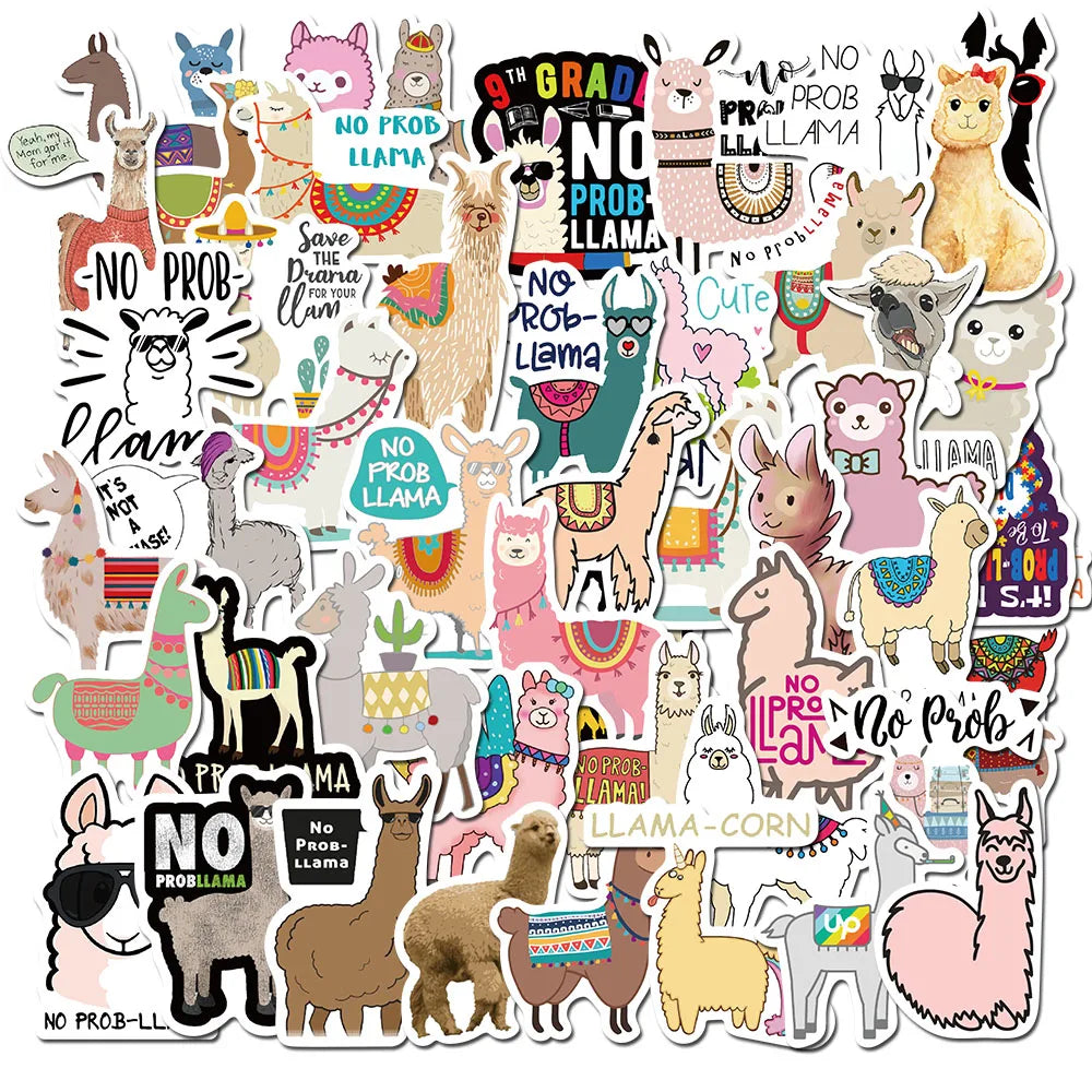 50 Adorable Kawaii Alpaca LLama Stickers 🦙✨ | 50PCS Cute PVC Decals for DIY | Perfect for Luggage, Guitar & More! 🎸🎒