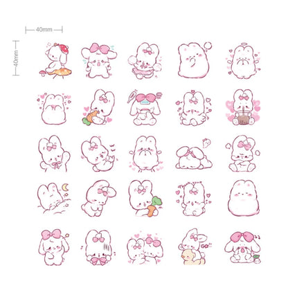 Adorable 45 Pcs Rabbit Kawaii Stickers for Planners 🐰✨ – Cute Scrapbooking & Diary Decor!