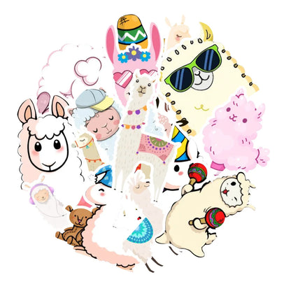 50PCS Adorable Kawaii Llama & Alpaca Stickers 🦙✨ Cute Animal Decals for DIY Skateboard, Snowboard & Luggage 🧳💖