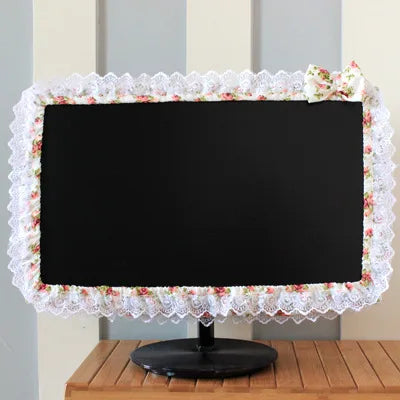 Kawaii Lace Computer Monitor Cover 🎀 | Dustproof & Adorable with Elastic Pen Pocket 💖 | Perfect for Desktop & Laptop 🌸