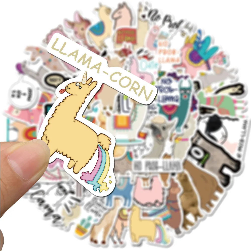 50 Adorable Kawaii Alpaca LLama Stickers 🦙✨ | 50PCS Cute PVC Decals for DIY | Perfect for Luggage, Guitar & More! 🎸🎒