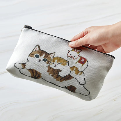 Adorable Kawaii Cat Makeup Bag 🐾✨ - Cute Canvas Cosmetic Organizer for Travel & Toiletries! 👜🌈