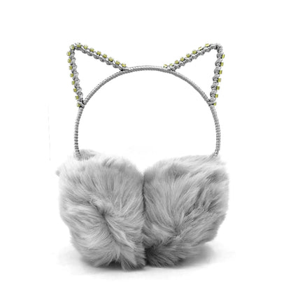 ✨ Kawaii Cat Ear Earmuffs for Girls & Women 🐾 | Sparkly Rhinestone Warmth! ❄️