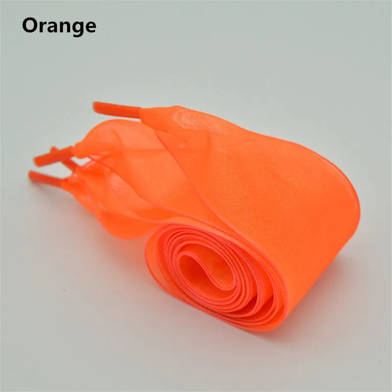 Wide 4cm Transparent Chiffon Silk Flat Shoelaces With Big Bow 👟🎀