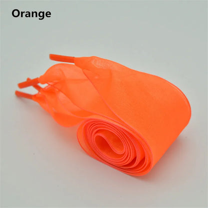 Wide 4cm Transparent Chiffon Silk Flat Shoelaces With Big Bow 👟🎀