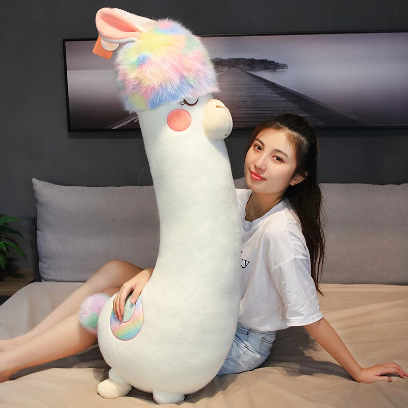 Kawaii Colorful Alpaca Plushie 🦙💖 | Soft & Cute Stuffed Llama Pillow for Sweet Dreams 🌙✨