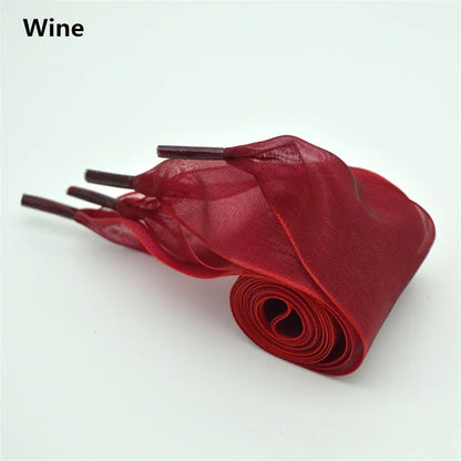 Wide 4cm Transparent Chiffon Silk Flat Shoelaces With Big Bow 👟🎀