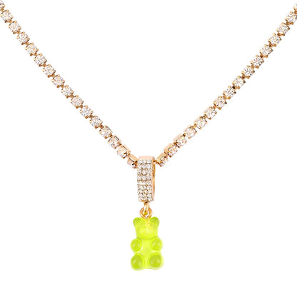 ✨Whimsical Gummy Bear Crystal Choker Necklace 🍬💖 - Adorable Multi-layered Clavicle Chain for Trendy Women!