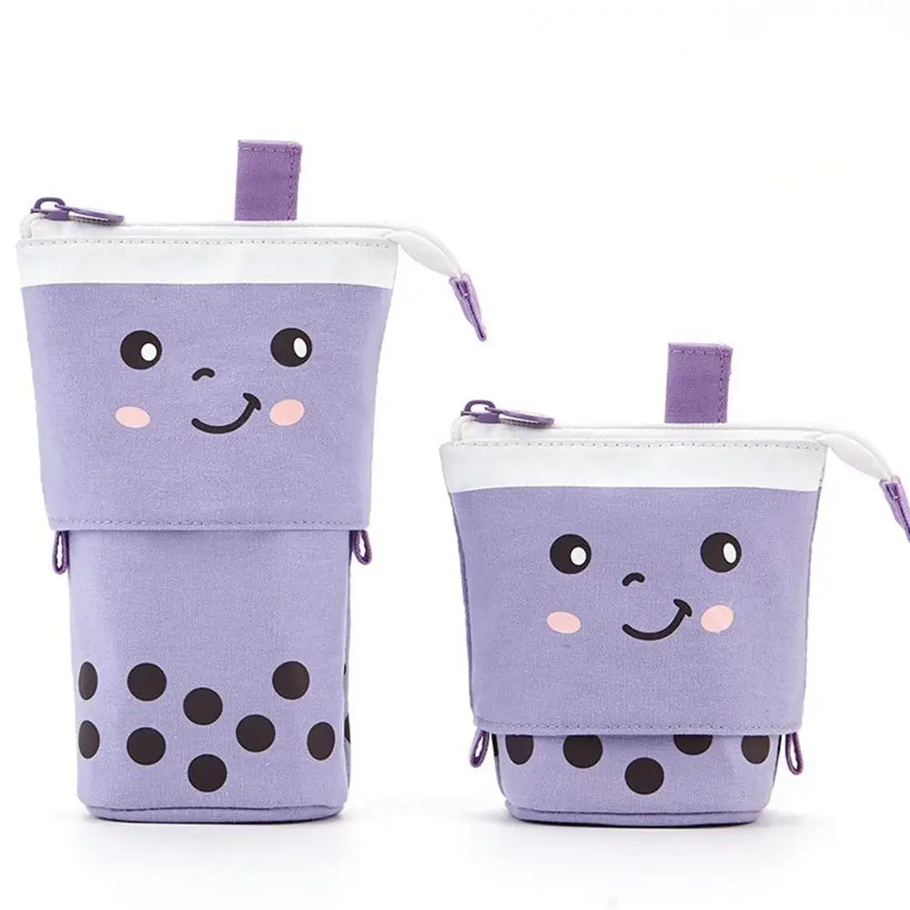 Kawaii Boba Milk Tea Pencil Case 🥤✨ | Cute Retractable Pen Holder & Stationery Organizer for Kids 🎨🌈