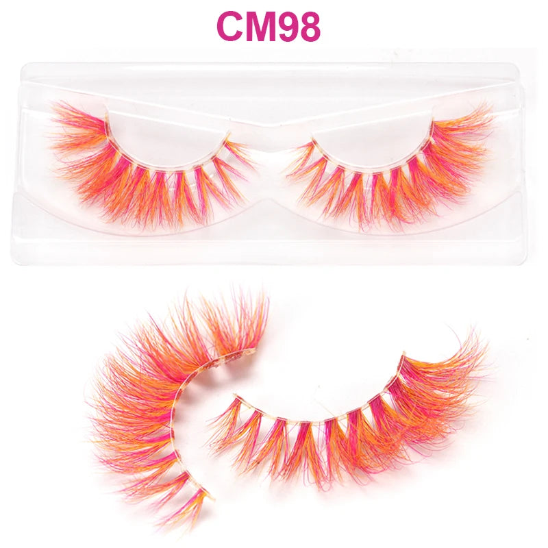 Kawaii Rainbow Mink Lashes 🌈 | 3D/5D Colorful Faux Eyelashes for Cosplay & Halloween 🎉