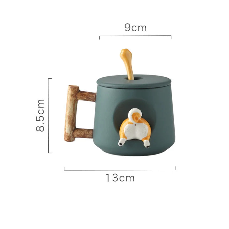 Kawaii 3D Shiba Inu Ceramic Mug 🐶💕 | Adorable Cute Dog Coffee & Tea Cup with Spoon!