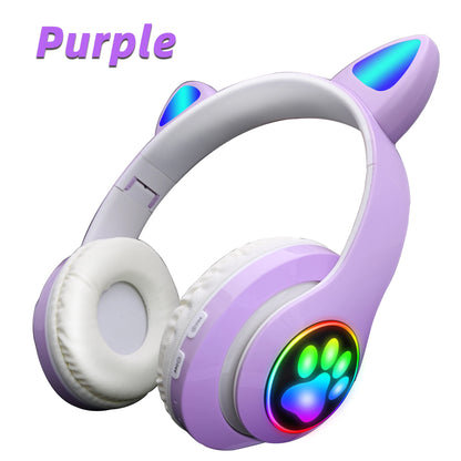 Kawaii Pink Cat Ears Bluetooth Headphones 🎧💕 | Cute Foldable Stereo Earphones with Microphone for Kids & Girls 🎀✨