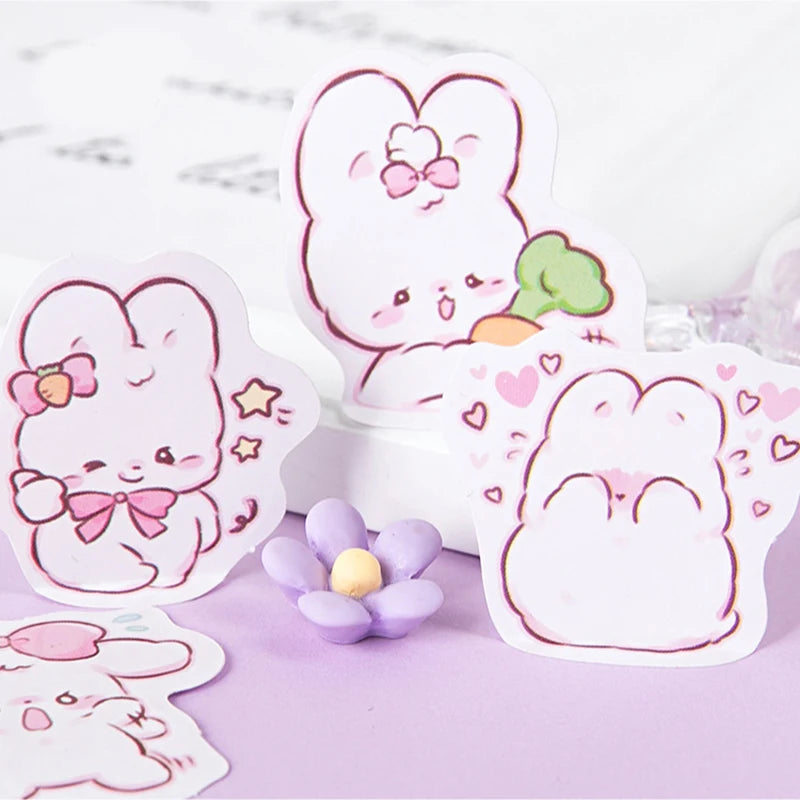 Adorable 45 Pcs Rabbit Kawaii Stickers for Planners 🐰✨ – Cute Scrapbooking & Diary Decor!