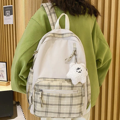 Kawaii Plaid Dream Backpack 🎒✨ | Cute Girl's Travel & School Bag for Stylish Adventures! 🌈💖