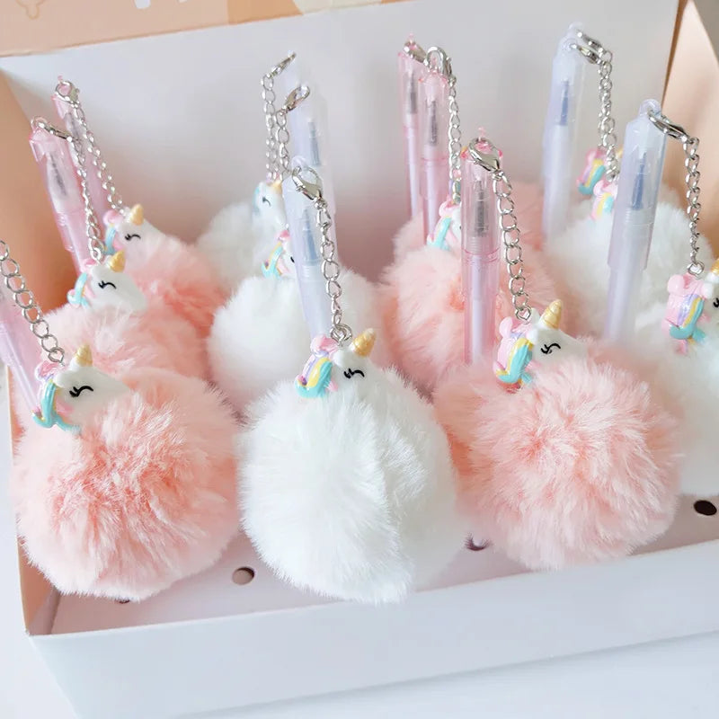 Kawaii Unicorn Plush Gel Ink Pen 🦄✨ | Cute Winter Stationery for School & Office | 0.5mm Writing Magic!