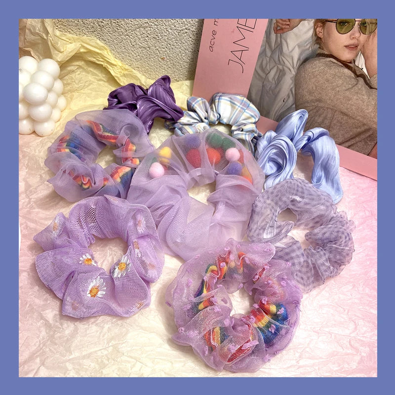 Kawaii Strawberry Blossom Hair Scrunchies 🍓🌸 | Adorable Elastic Hair Ties for Girls & Women!