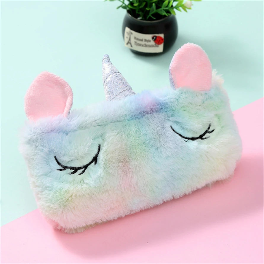 Kawaii Plush Unicorn Pencil Case 🦄✨ | Cute School Supplies & Stationery Storage Bag 🎒✏️